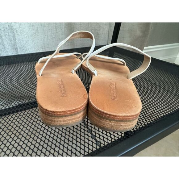 Reformation White Leather Sandals Size 8 - Picture 5 of 6